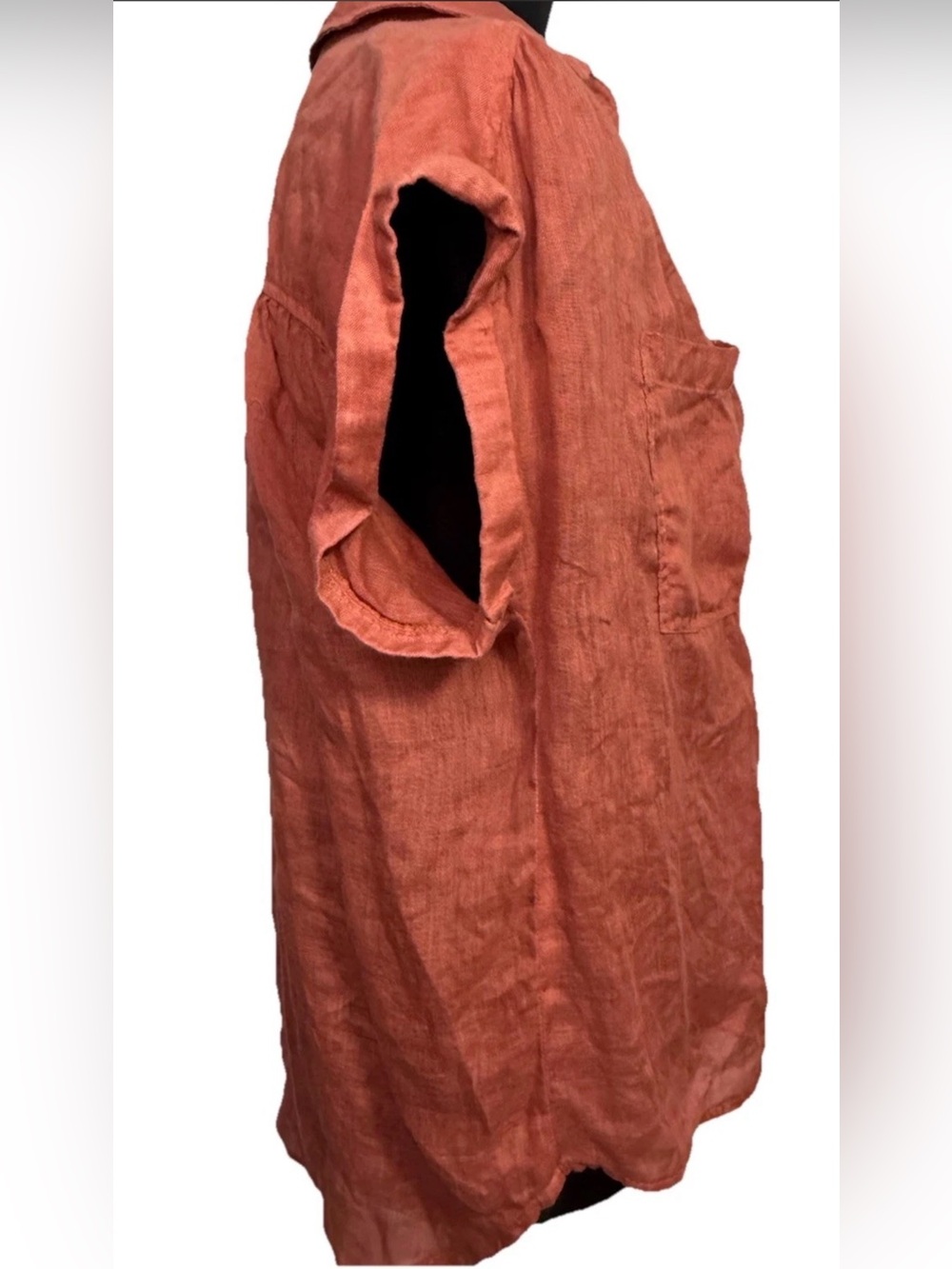 Bella Dahl Rust Linen Button Up Blouse Small Coastal Resort Quiet Luxury Top - Picture 6 of 10
